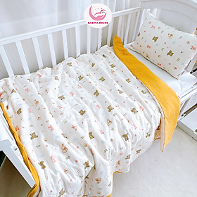 Bộ chăn gối cho bé Katina House, chất vải muslin mềm nhẹ, mát, thoáng khí và thấm hút tốt