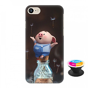 Ốp lưng nhựa dẻo dành cho iPhone 7 in hình Heo Con Thư Giãn - Tặng Popsocket in logo iCase - Hàng Chính Hãng