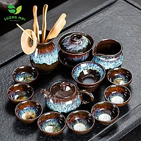 Mua Bộ ấm chén pha trà men hỏa biến 13 món