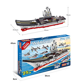 Bộ đồ chơi xếp hình KAVY tàu sân bay cực lớn với 1265 chi tiết gồm rất nhiều máy bay, tàu thủy, lính, ô tô..