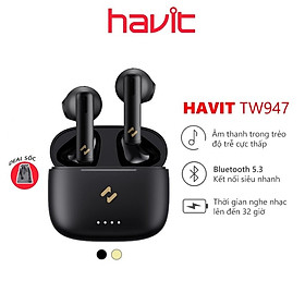 Mua Tai Nghe Không Dây TWS HAVIT TW947 Bluetooth 5.3  Độ Trễ Cực Thấp  Thời Gian Nghe 32 Giờ - Hàng Chính Hãng