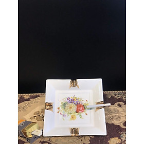 Mua Gạt tàn Cigar vuông họa tiết hoa mẫu đơn mang phong cách tân cổ điển sang trọng CB03-GT - Chất liệu: Sứ cao cấp