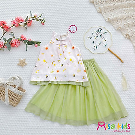 Bộ áo yếm phối chân váy cho bé gái xinh xắn diện tết năm mới giáng sinh noel từ 12-50kg hàng thiết kế cao cấp