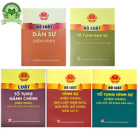 Combo 5 cuốn sách bộ luật dân sự + bô luật tố tụng dân sự + luật tố tụng hành chính + bộ luật hình sự + bộ luật tố tụng hình sự