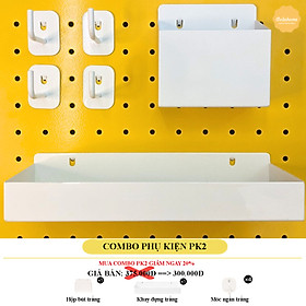 Hộp bút + khay đựng + kệ L ngắn + kệ L Dài + kệ tam giác Dola Home để vật dụng cần thiết - Phụ kiện bảng Pegboard