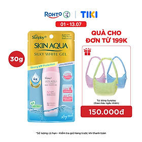 Kem chống nắng Skin Aqua dưỡng trắng & dưỡng ẩm, dùng hàng ngày dạng gel Sunplay Skin Aqua Silky White Gel Eco Việt Nam SPF 50, PA++++ 30g