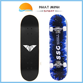 Ván Trượt Skateboard Mẫu Chuẩn Phù Hợp Cho Thanh Thiếu Niên - Ván Trượt Mặt Nhám Đen Chống Trơn Trượt, Ván Trượt Gỗ 80cm x 20cm (Nhiều họa tiết)