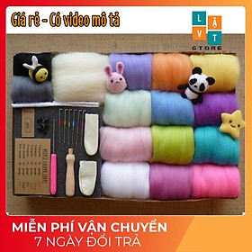 COMBO LEN CHỌC AN SẮC- NEEDLE FELTING TOURIAL - MÀU NHƯ HÌNH