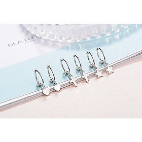 ( 1 chiếc ) Khuyên tai hình THÁNH GIÁ NGÔI SAO TRÁI TIM mỏng phụ kiện nam nữ bông tai phong cách Hàn Quốc Unisex titan không gỉ