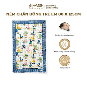 Nệm Trẻ Em Chần Bông Khang Home BabySafety An Toàn Giấc Ngủ Cho Bé Sơ Sinh Size 80x125cm