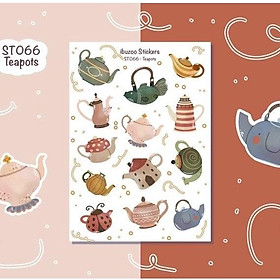 Hình ảnh Sticker tự thiết kế- sticker sheet teapots - hình dán sổ, nhật kí bullet journal - unim023