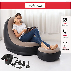 Ghế Hơi Tựa Lưng Bọc Nhung Mềm Mịn Êm Ái - Đệm Hơi Lót Chân Cao Cấp - Ghế Sofa Hơi