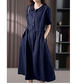 Đầm suông Linen thiết kế 2 túi sườn sang chảnh form rộng nhiều màu da215