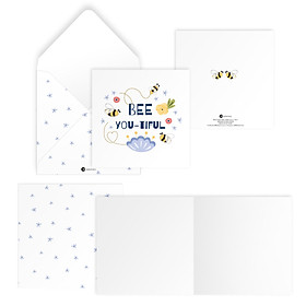 Thiệp chúc mừng phụ nữ, truyền cảm hứng, động viên BEE YOU-TIFULL vuông 12cm SDstationery LET IT BEE