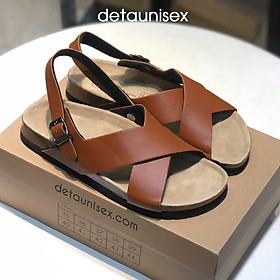 Giày Sandal Quai Hậu Đế Trấu Nam Nữ Quai Chéo X Detaunisex Màu Bò - SATA23B