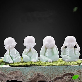Mua Tượng Chú Tiểu Tứ Không Mini Gốm Sứ Thanh Ngọc Bích_ Hàng Chính Hãng