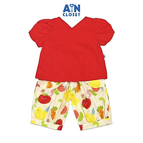 Bộ quần áo Lửng bé gái họa tiết Rau Củ Đỏ Cotton - AICDBGIEHYRB - AIN Closet