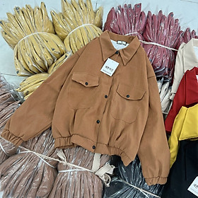 áo khoác nhung da lộn nút bấm trơn có 2 túi dáng rộng phong cách thời trang vintage unisex ulzzang nam nữ  Form Rộng Siêu Xinh
