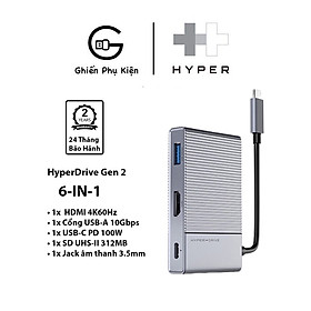 Mua Hub HyperDrive Gen 2 G206 6IN1 Cổng Chuyển Đổi Type C Dành Cho Macook/iPad Pro/PC/Devices - Hàng Chính Hãng