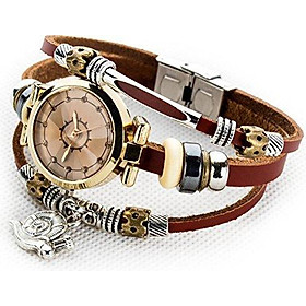 Women's Lady's Girl's Fashion Wrist Bracelet Watch with Genuine Leather Band Gift