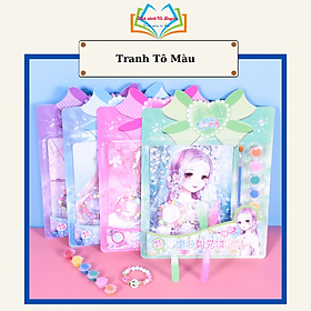 Set tranh tô màu trang điểm lấp lánh kèm cọ và đồ chơi nhiều mẫu công chúa, siêu nhân,... ngẫu nhiên cho bé
