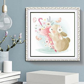 Mua Tranh thêu chữ thập Thỏ xinh xắn  kích thước 50*50 cm