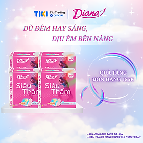 Combo 4 Băng vệ sinh Diana siêu thấm siêu mỏng cánh 20 miếng/gói