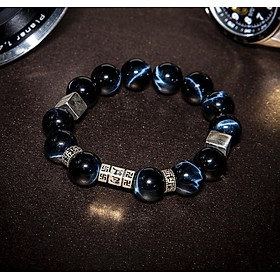 Vòng phong thủy nam Mắt chim ưng thiên nhiên VIP mix bạc VN011