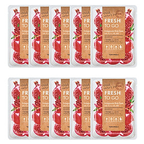 10 Mặt Nạ Tony Moly Fresh To Go Mask Sheet (10 x 22g) - Pomegranate: Chiết xuất quả lựu bổ sung dưỡng chất, tăng khả năng đàn hồi, tái tạo da làm trắng sáng da