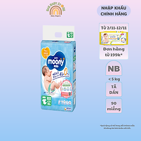 Tã dán sơ sinh Moony Newborn 90 miếng