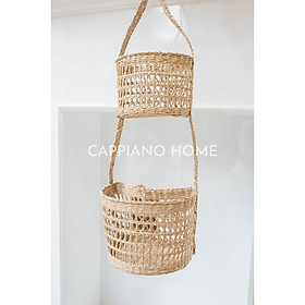 Mua Giỏ bán nguyệt treo tường  giỏ cói đựng đồ hai tầng  giỏ đan tự nhiên đựng đồ tiện lợi - Cappiano Home