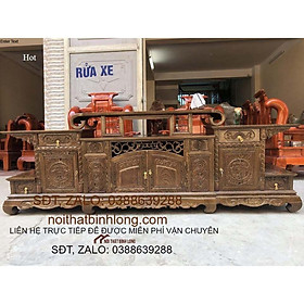 kệ tivi sừng trâu gỗ mun đuôi công 2m4