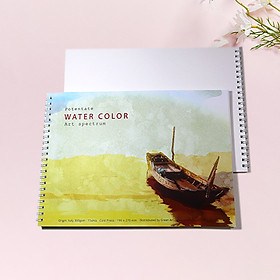 Sổ vẽ màu nước A4 giấy dày 300gsm vẽ cực đẹp - giấy vẽ màu nước chất giấy dày, loang màu tốt, màu vẽ trong tự nhiên, khô nhanh