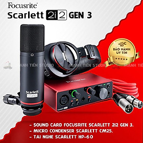 Mua Combo soundcard và micro Focusrite Scarlett 2i2 Studio (Gen 3)- thu âm livestream karaoke tặng tai nghe kiểm âm HD2000