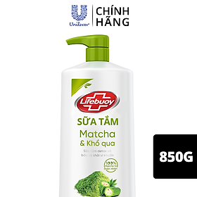 Sữa tắm detox Lifebuoy Matcha & Khổ qua 850g chiết xuất từ thiên nhiên giúp ngừa mụn cơ thể và sạch sâu khỏi bụi mịn