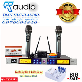 Mua Micro Không Dây CMAUDIO Model  MD 300i hàng chính hãng nhập khẩu Cao Cấp-Chế Độ Tự Ngắt-Tặng Kèm Combo khay sạc pin tiểu + 4 viên pin 1200mah