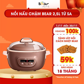 Mua Nồi Nấu Chậm Thố Đất Tử Sa Bear 2 5L Đa Năng Nấu Cháo  Chưng Yến DDZ-C25R6 - Hàng chính hãng