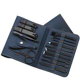 Bộ bao da dụng cụ 16 món cắt móng - Xanh Navy