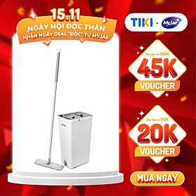 Mua  Phiên bản nâng cấp  Bộ Lau Nhà MyJae Đài Loan Sợi Microfiber 2 Ngăn Tự Vắt Xoay 360 Độ Thông Minh 123cm