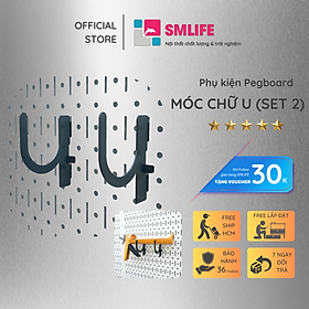 Bộ 2 móc chữ U Pegboard - Giá treo bằng thép sơn tĩnh điện - Phụ kiện móc treo dụng cụ Pegboard