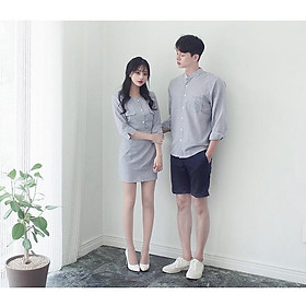 Áo cặp nam nữ Áo cặp váy sơ mi caro thời trang Hàn Quốc AV77