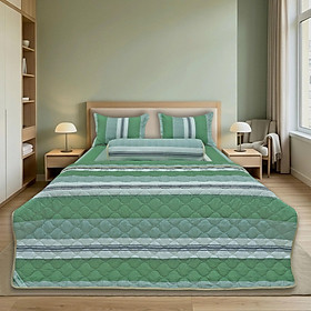 Bộ chăn drap gối Hometex cotton hoa thoáng mát, hoa văn phong phú - C