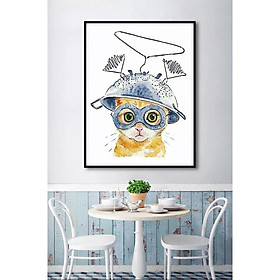 Mua Tranh canvas Chú mèo đội chảo nghệ thuật