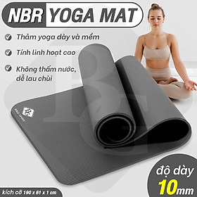 BG Thảm tập Yoga,GYM chuyên dụng dày 10mm  cao su NBR nguyên khối, độ đài hồi tốt, chống lún, Chống trơn trượt, độ bám cao, ngăn ngừa hôi và ẩm mốc (hàng nhập khẩu)