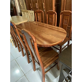 Mua Bàn ghế ăn gỗ xoan đào cao cấp (bàn bầu dục 160cm+6 ghế vai bò)