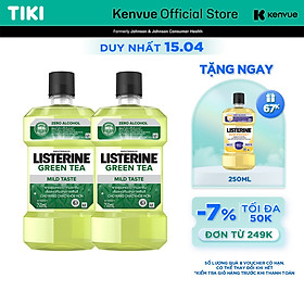 Bộ 2 Nước Súc Miệng Ngừa Sâu Răng Listerine Green Tea Zero Alcohol 750ml/chai