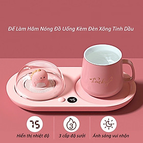 Đế Hâm Nóng, Máy Giữ Nhiệt Đồ Uống, Trà, Cà Phê, Sữa Kèm Khuếch Tán Tinh Dầu Gồm 3 Chế Độ Nhiệt, Màn Hình Điện Tử Cao Cấp