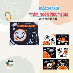 Sách vải kích thích thị giác cho bé sơ sinh 0 đến 12 tháng - Hiệu Lalala Baby - 8 trang kích thước 12x11 cm