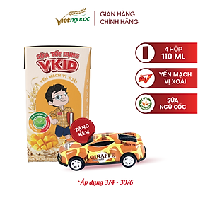 Tặng ô tô đồ chơi mỗi lốc COMBO 2 Lốc 4 Hộp Sữa Yến Mạch V-kid VIỆT NGŨ