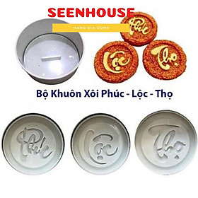 Bộ Khuôn Làm Xôi Phúc Lộc Thọ 5 Chi Tiết Bằng Chất Liệu Nhựa Chịu Nhiệt, Khuôn Làm Bánh Phúc Lộc Thọ